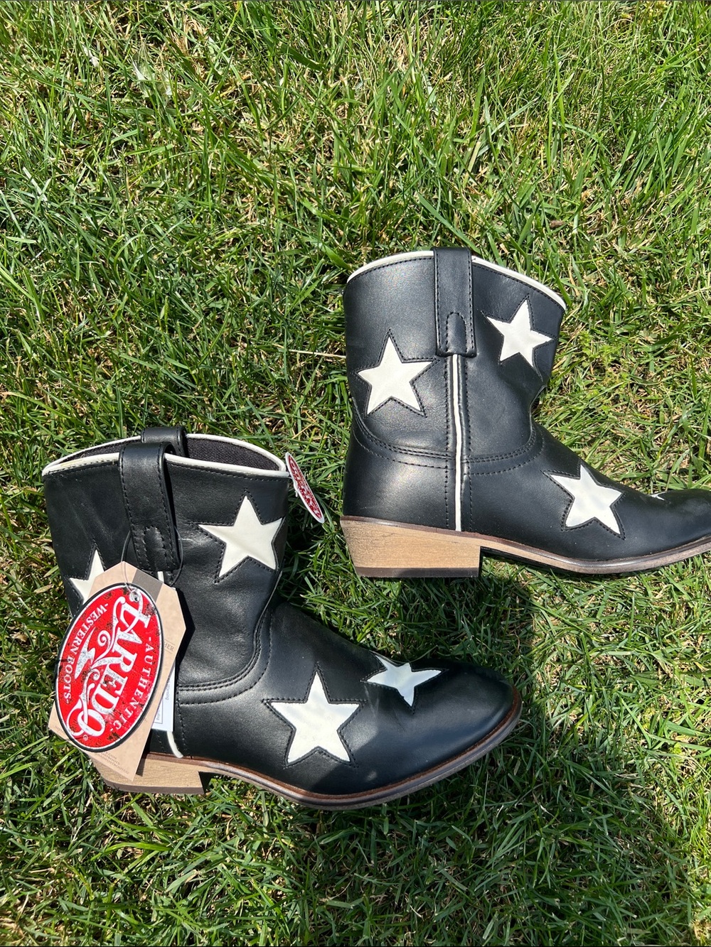 Laredo Black Western Boots with White Star Accents